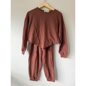 Free People Beach Womens XS Terracotta Brown Slub Knit Handkerchief Lounge Set